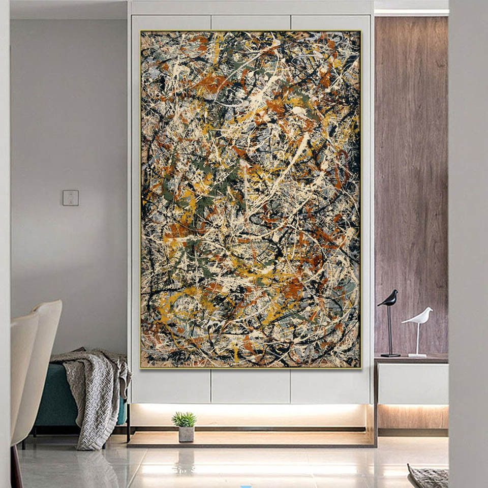 

Number 3 by Jackson Pollock,Hand painted abstract oil painting reproduction,Wall art canvas painting for living room Home decor