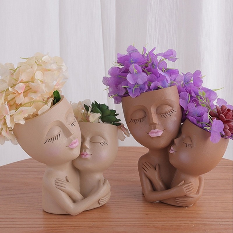 

Two Man Hug Gypsum Flower Pot Silicone Resin Mold Epoxy Resin Casting Mold Succulent Vase Cement Mold Holder Mold