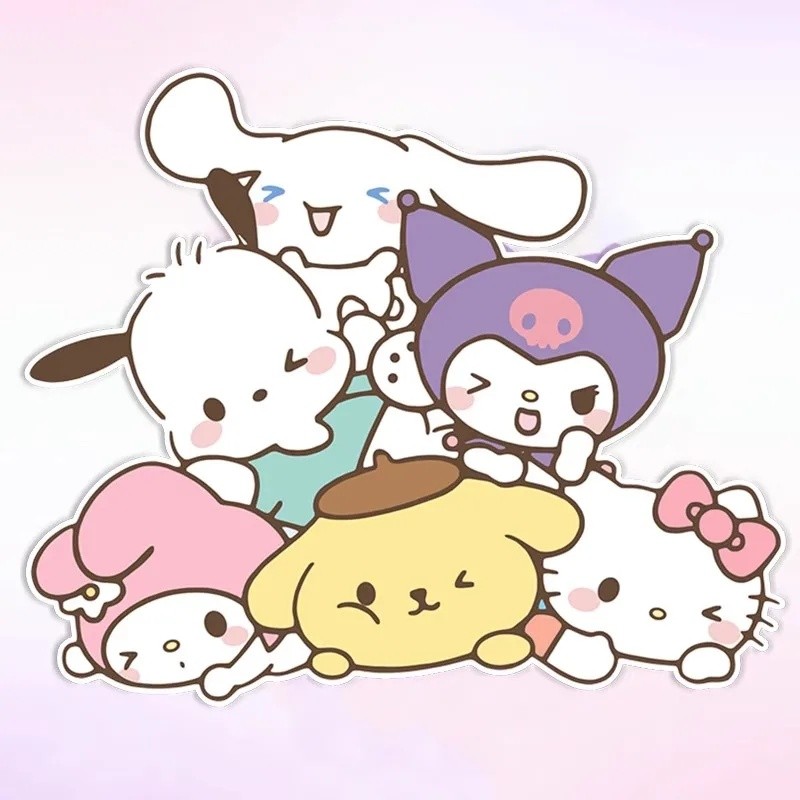 

Sanrio Cute Cartoon Hello Kitty Kuromi Car Sticker Car Decoration Luggage Guitar Waterproof DIY Children Sticker Wholesale