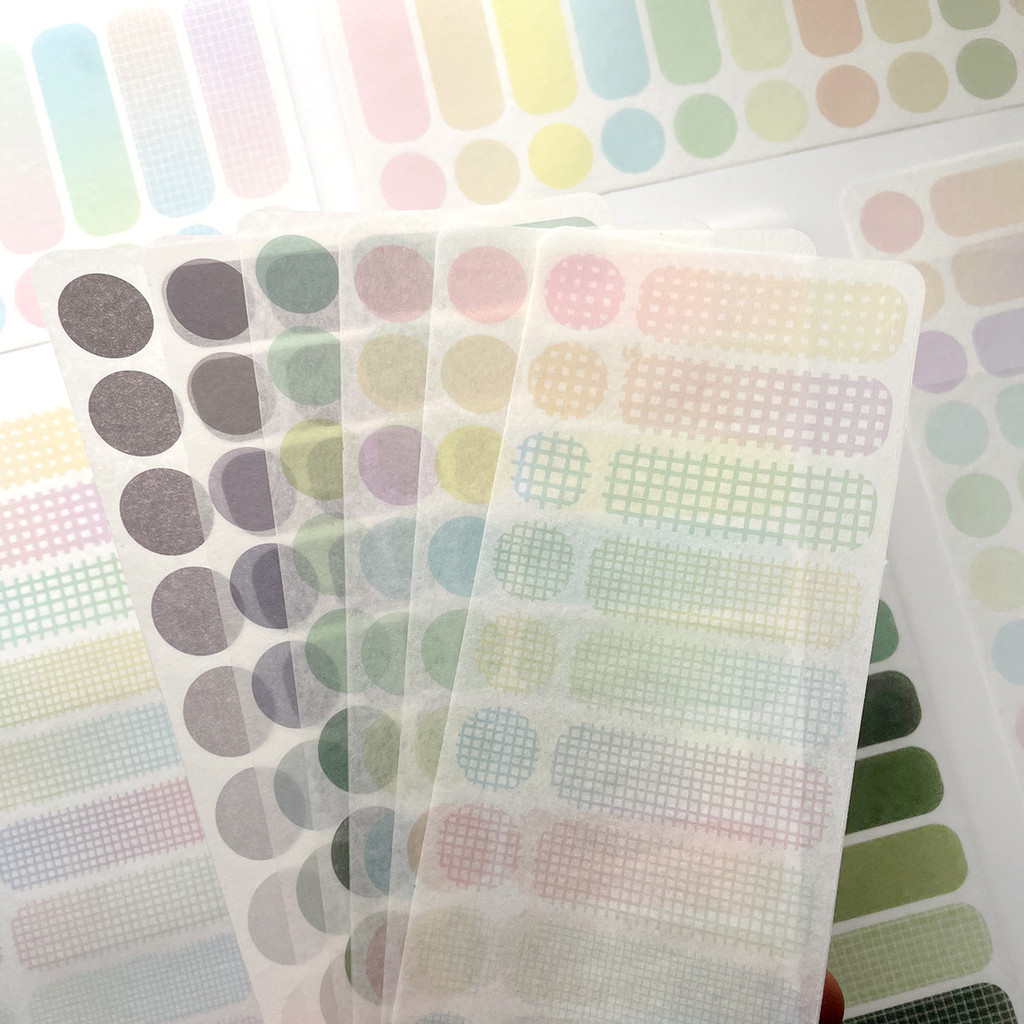 

3Sheets Solid Color Plaid Washi Paper Label Sticker DIY Journal Scrapbooking Basic Decoration Material Cute Stickers Stationery