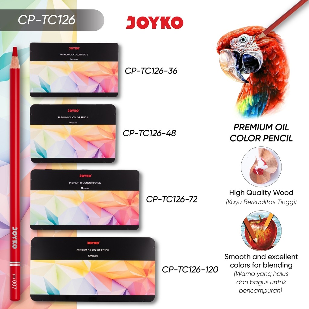 

KAYDEN STORE Premium Oil Color Pencil Pensil Warna Joyko CP-TC126