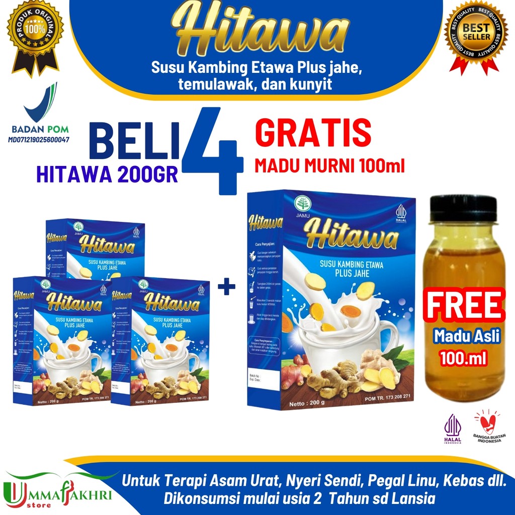 

[Paket 4 box] Hitawa Susu Kambing Etawa plus Jahe dan Herbal Free 1 Hadiah