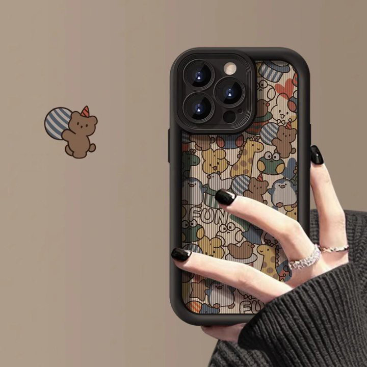 Untuk Case iPhone 11 12 13 PRO MAX 15 14 13 X XS XR 7 8 Plus casing hp Cartoon Cover aesthetic silik