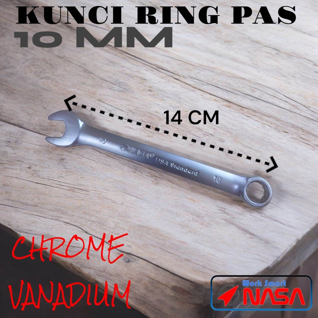 KUNCI RING PAS NASA  10MM CHROME VANADIUM SATIN K3103