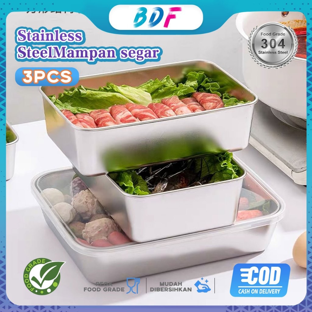 KICLONE_SHOP  【COD】Food Box Stainless 304 Tempat Wadah Makanan Kontainer Makanan Sayuran Tempat Sayu