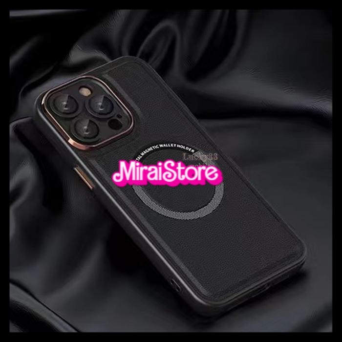 Leather Case for Magsafe for iPhone 11 13 Pro Max 14 Pro Max - Black, iPhone 11