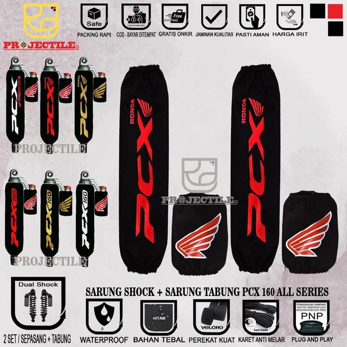 Sarung Shock + Sarung Tabung PCX sarung shockbreaker cover shock Belakang HONDA PCX 150, PCX 160, OH