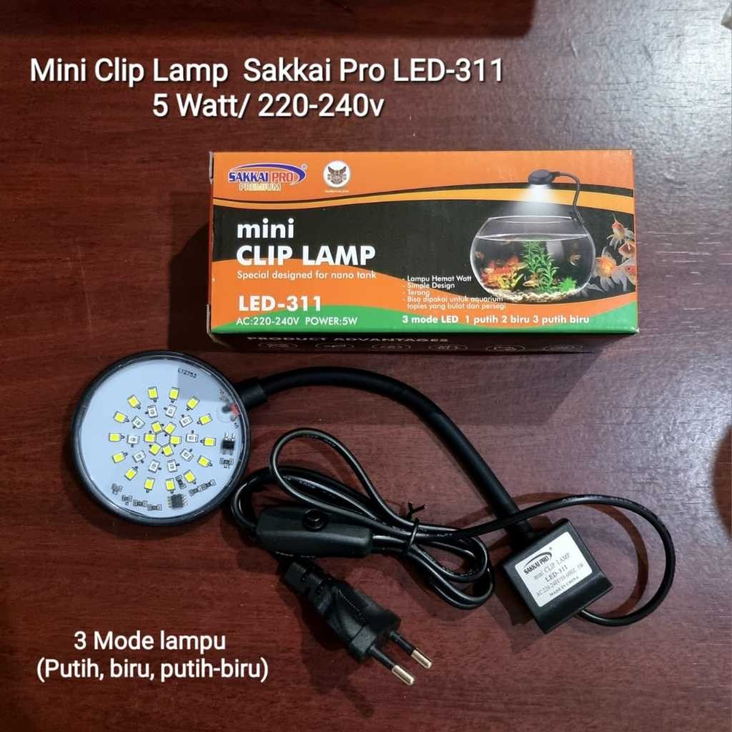 Mini Clip Lamp Sakkai Pro LED-311 / Lampu LED Aquarium Kecil / Lampu Jepit Aquarium Aquascape