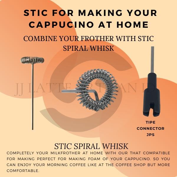 stik milk frother mixer pengaduk minuman untuk foaming cappucino bukan latte art - Spiral Whisk