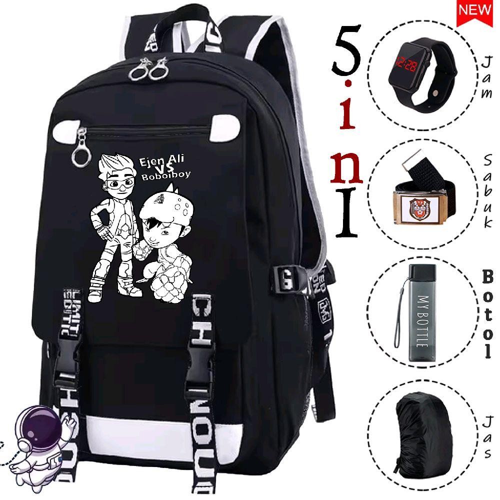 WBS - Tas Boboiboy Tas Ransel Sekolah Anak Laki Laki Karakter Boboiboy Tas Sekolah 5in1 Fashion Anti