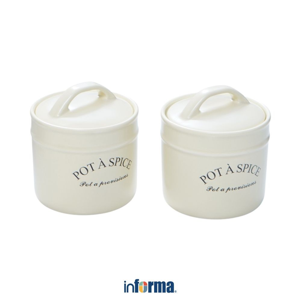 Informa Appetite Set 2 pcs Nami Stoples Bumbu Dengan Tutup Dan Sendok - Krem Beige Jar Tempat Simpan