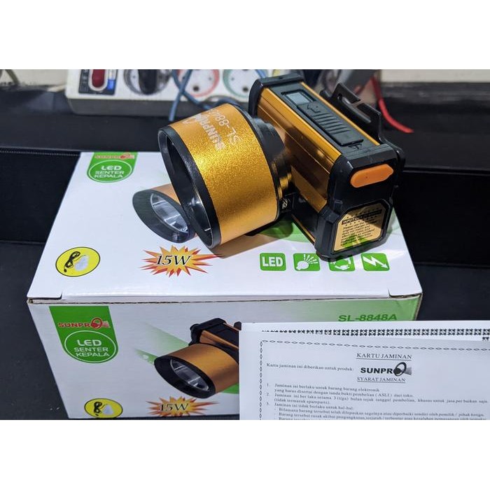 Senter Kepala Sunpro SL-8848A putih 15 Watt Bisa Korek APi