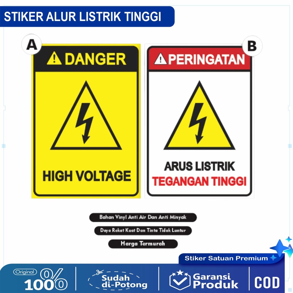 

Sign Sticker Arus Listrik tinggi / sticker high voltage / stiker listrik / stiker tegangan tinggi / stiker panel listrik