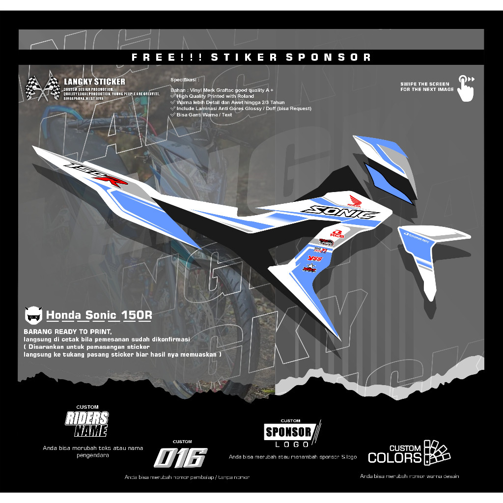 Striping Stiker Sonic 150 R Variasi Striping Simple SC-04