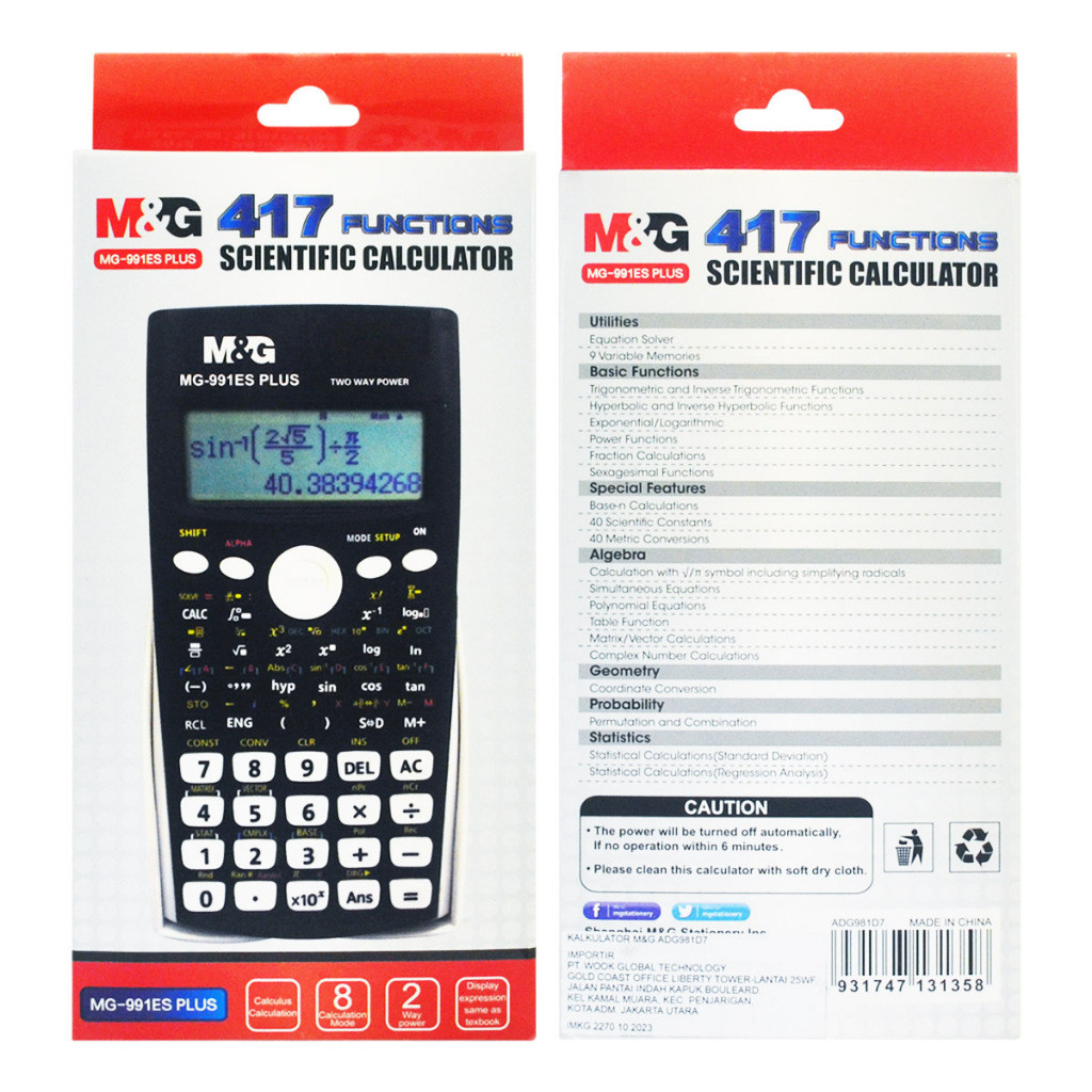 

MGC-991ES 991EX 991MS Kalkulator Ilmiah M&G Plus Calculator Scientific Mirip Kalkulator CASIO