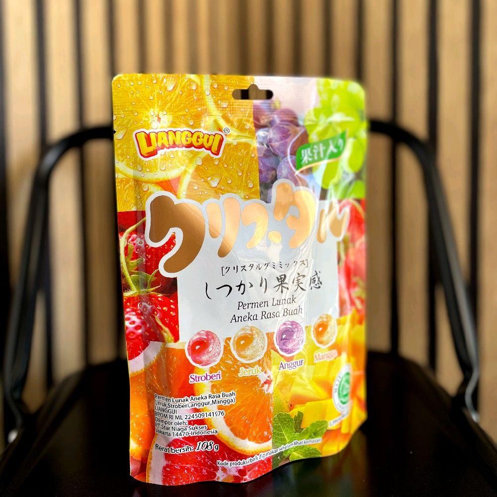 

[LIANGGUI] PERMEN LUNAK ANEKA RASA BUAH STROBERI, JERUK, ANGGUR, MANGGA, CANDY MIX FLAVORS, MANIS, ASAM, CHEWY, KENYAL, SNACK, CEMILAN