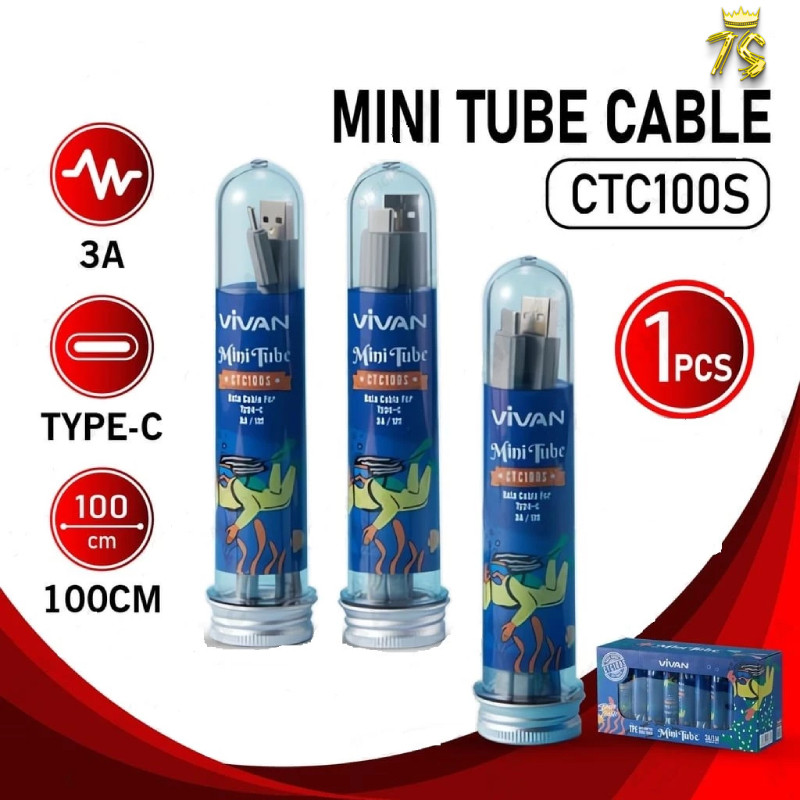 VIVAN Kabel Data Type C CTC100S Charger Cable Tipe C Tepsi Quick Charging 3A Casan HP