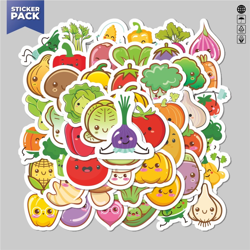 

[100PCS]Stiker Pack Stiker Kartun Sayuran Lucu Aesthetic Vinyl Anti Air Dekorasi Sticker Laptop Buku Journal Koper Helm Casing HP Gitar Helm Skateboard