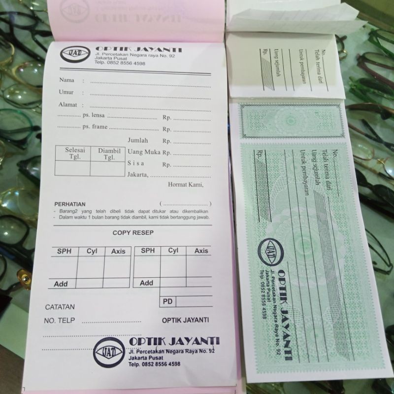 

Rembes Kantor/Nota Optik/Kuitansi Optik Stempel Optik