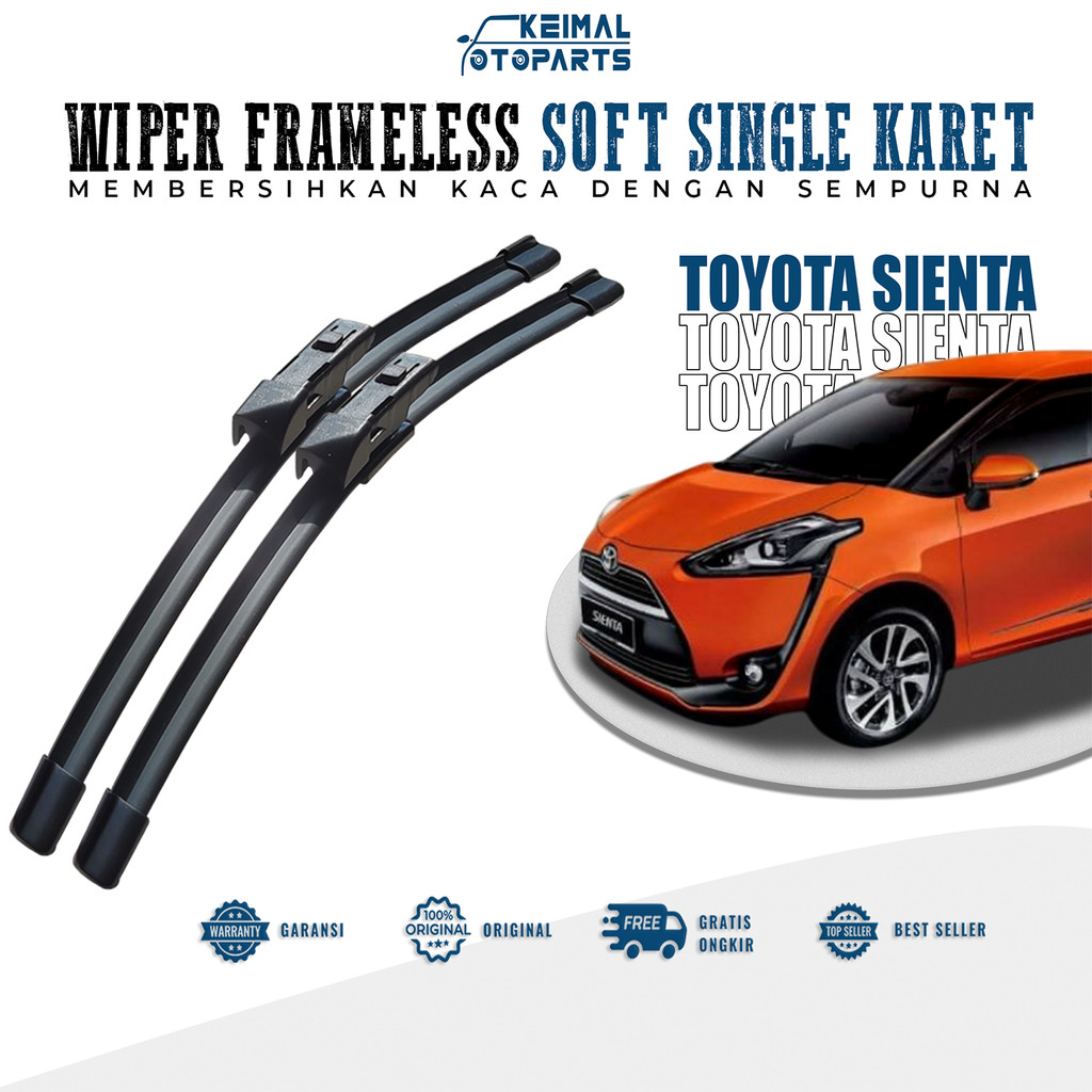 [BISA COD] Wiper Mobil Sienta  Sapuan Kaca Mobil Model Frameless Banana Karet 1 Set Ori Variasi Mobi