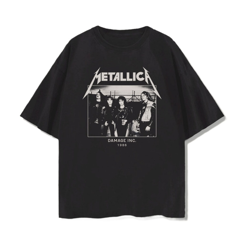 COD baju Kaos Metallica Damage Inc Tour Vintage Katun lasting Oversize Pria 2025 Terbaru Round Neck 