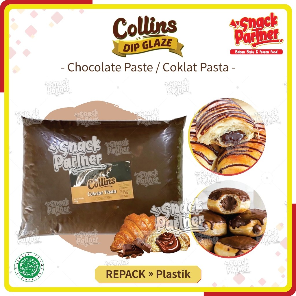 

COLLINS Coklat Pasta REPACK 200 / 500 GR - Selai Cokelat Isian Donat, Roti, Kue / Olesan / Choco Filling / Chocolate Paste