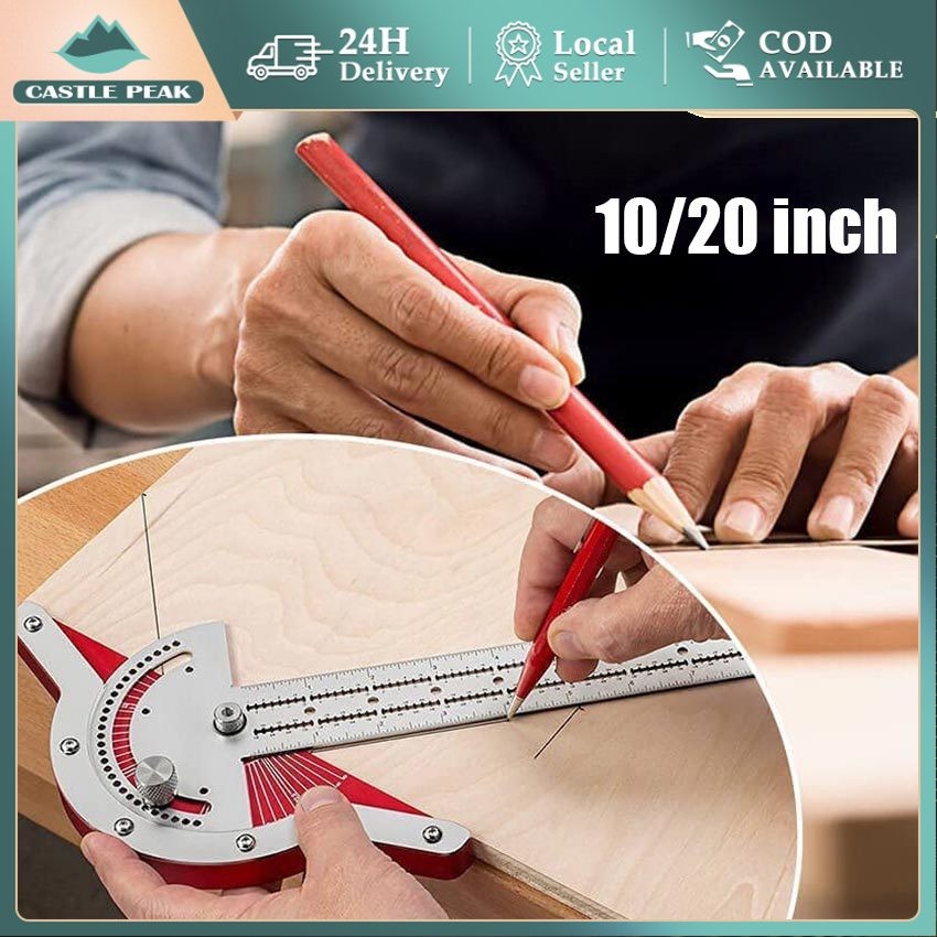 

Alat Ukur Sudut Kayu Stainless Steel 10/20 Inch - Penggaris T-Square Tukang Bangunan, Untuk Memotong Lis Dekorasi, Pintu & Kerajinan Kayu