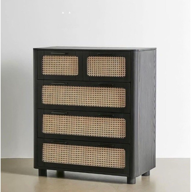 LEMARI PENYIMPANAN RETRO KAYU JATI / LEMARI KECIL / CABINET KAYU JATI - Black Glossy