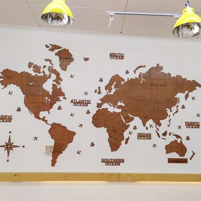 Peta dunia kayu (World Map Wood) / Dekorasi Hiasan Dinding