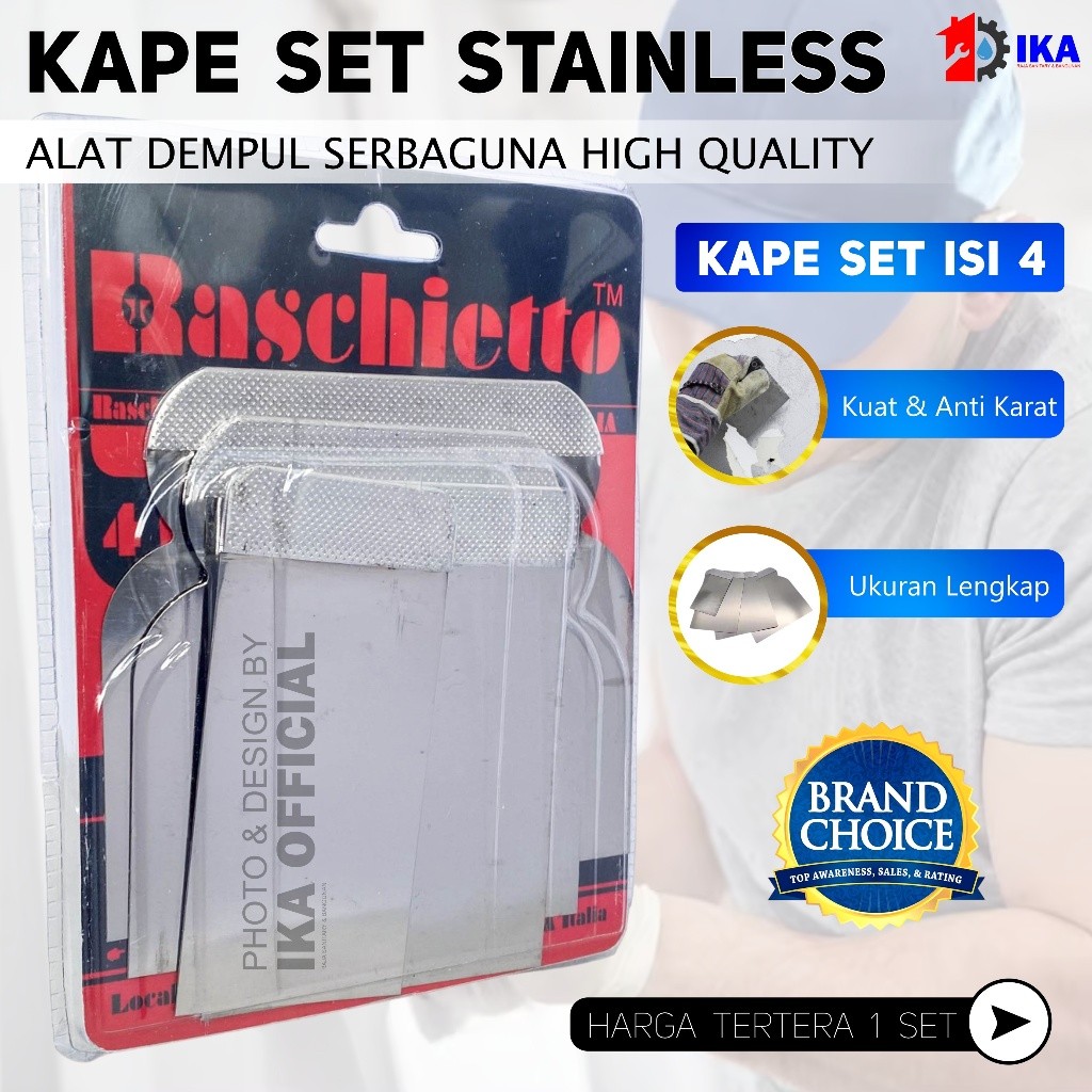KAPI KAPE SET 4pcs Cat Besi Lentur Alat Dempul Scrub Scrapper / Scrapper Sekrap Sekrab Cat Dempul SE