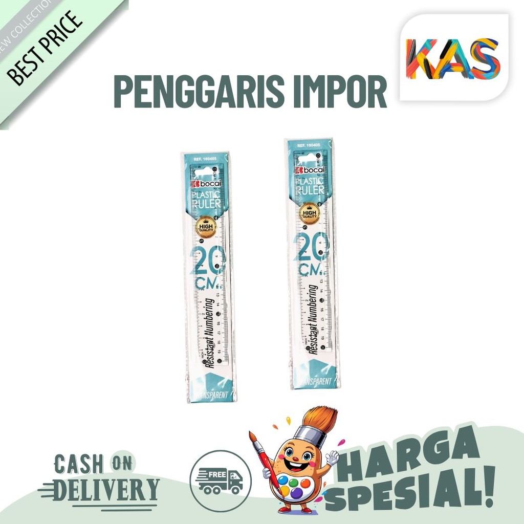 

Penggaris Plastik 20 cm Impor Bocai Mistar Ruler Trasnparant #180405 Alat Pengukur - Satuan
