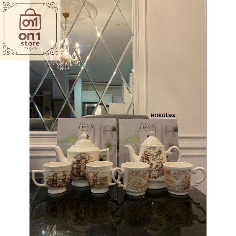 Set Teko Murah / 4Pcs Tea Set Nakato (Teko,Tutup dan 2 Cangkir) | Cangkir Teh dan Teko Cantik Set