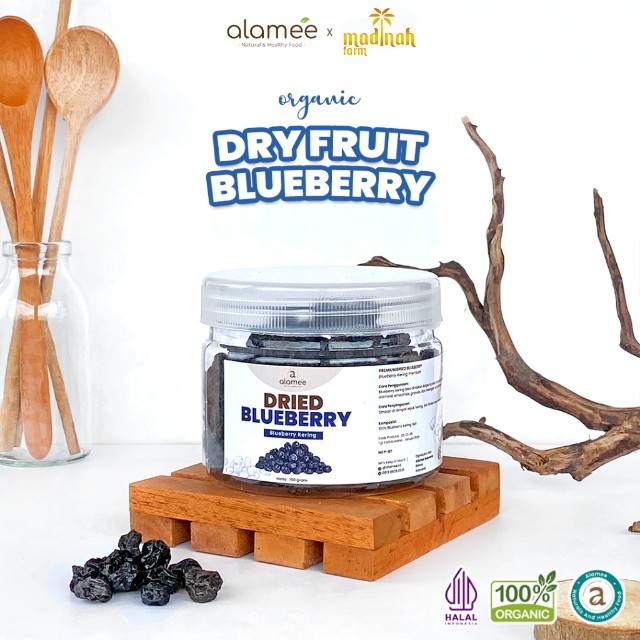 

ALAMEE Blueberry Kering Cemilan Buah Sehat Dried Fruit Blueberry Cemilan Rendah Kalori 150gr madinah