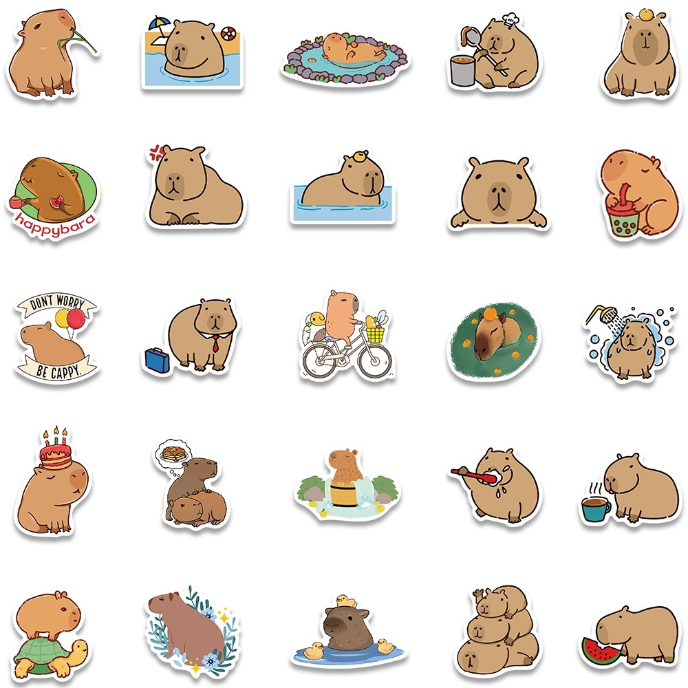 

Stiker Kapibara Kartun yang Lucu Stiker untuk Papan Luncur/Buku Harian/Laptop/Sticker Helm Tahan Air Vinil/HP Casing Stiker Tahan Air