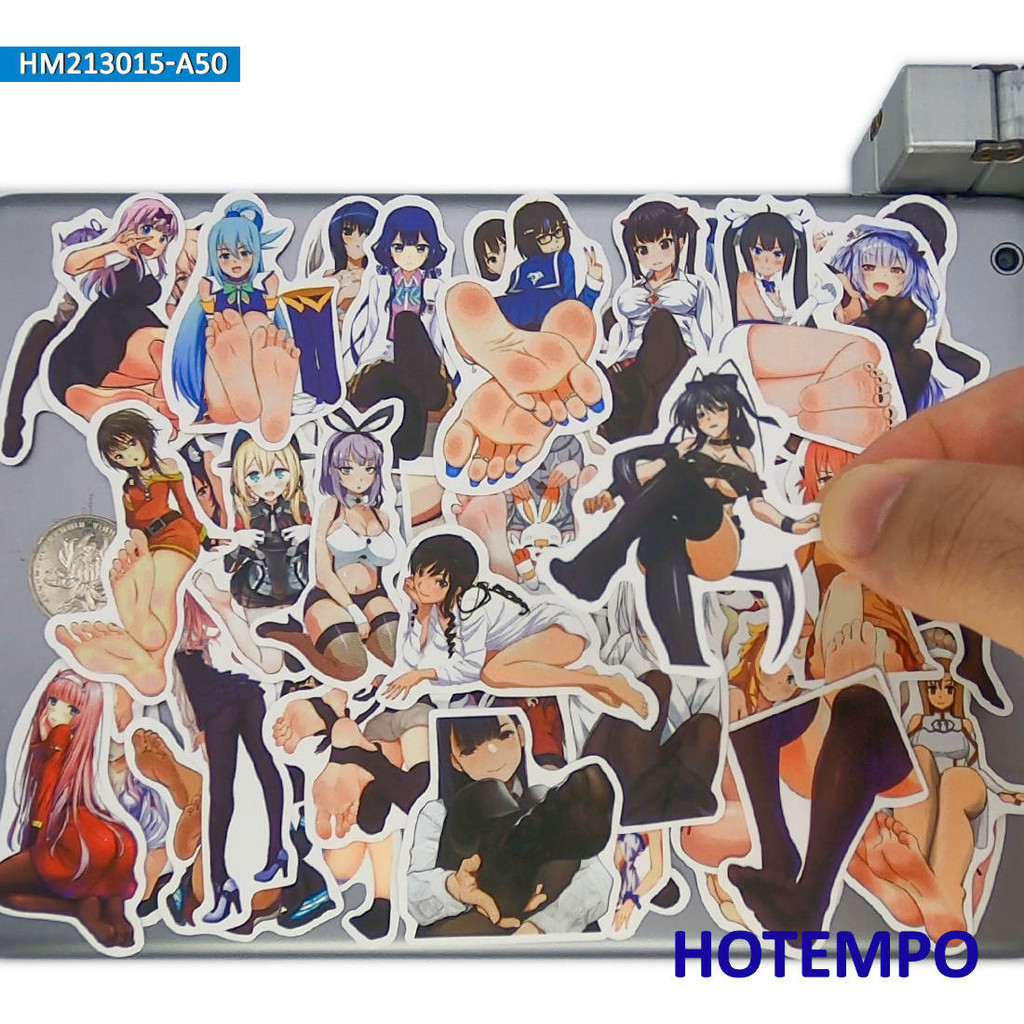 

50Pieces Sexy Beauty Black Stockings Foot Kawaii WAIFU Anime Girls Stickers for Phone Luggage Skateboard Bike Car Laptop Sticker