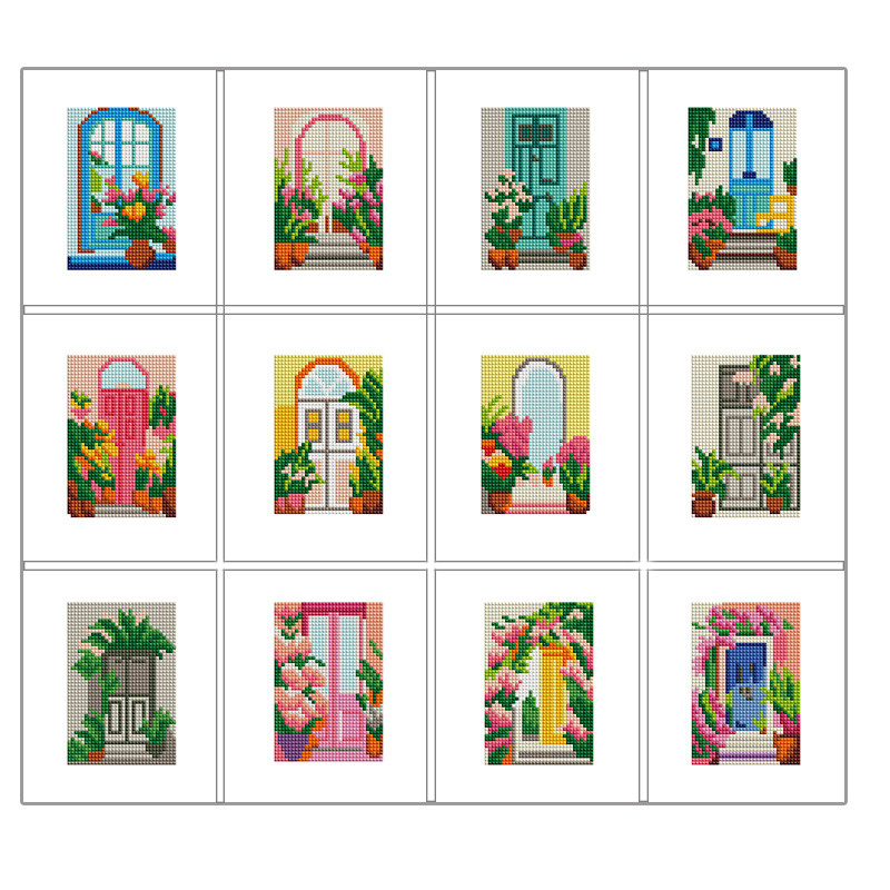 

Huacan 12pcs/set Diamond Painting Flower Full Square Mosaic Door Embroidery Cross Decor For Home Handmade Gift