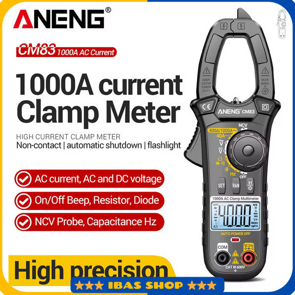 ANENG Clamp Meter Digital Multimeter Multitester LCD Flashlight 1000A - CM83