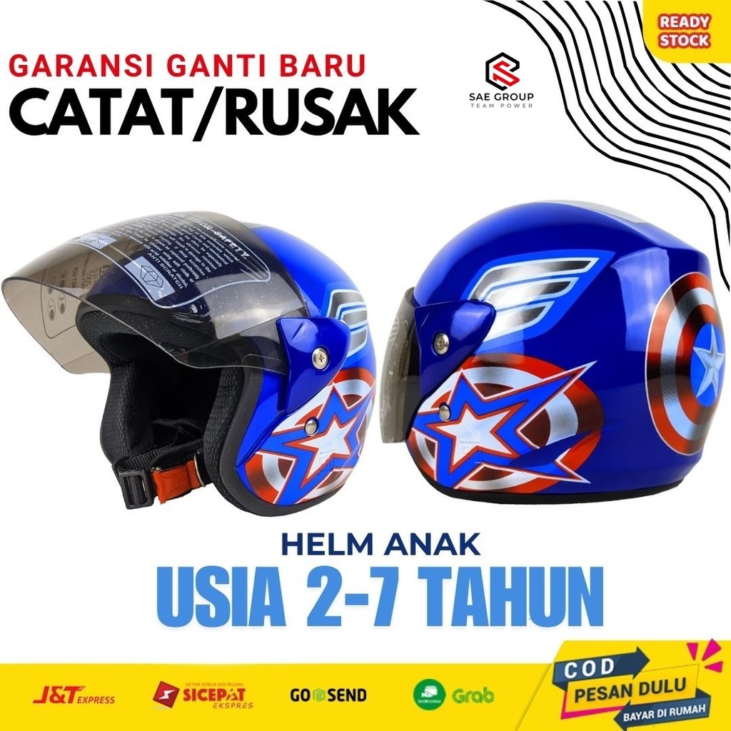 Helm Motor Anak Kecil Laki Laki Lucu SNI Umur 1 2 3 4 5 6 7 Tahun