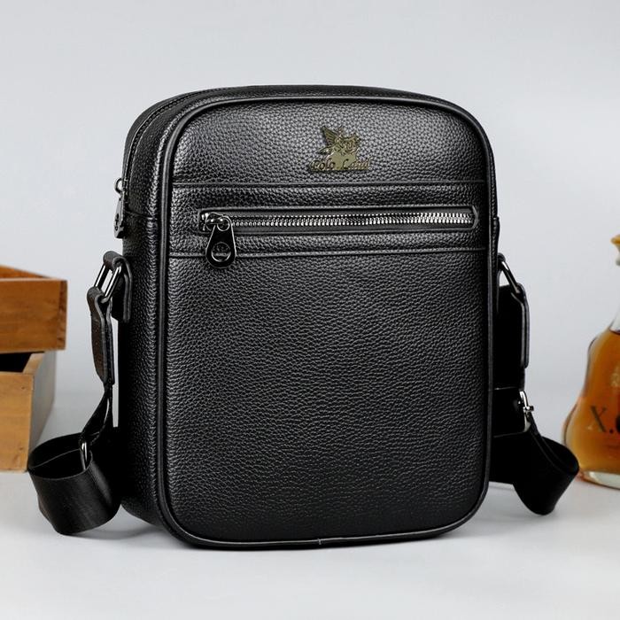 Tas selempang kulit pria sling bag cowok tas bahu tas kerja pria simple elegan tas travel/kondangan