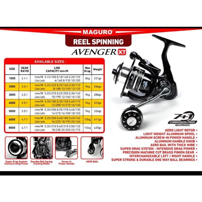 reel maguro avenger xt power handel 1000 2000 3000 4000 5000 6000 8000 - M.Avenger 1000