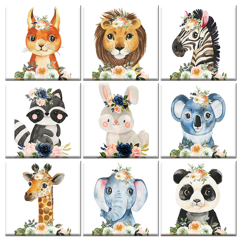 

GATYZTORY Paint By Number For Kids Painting Animal And Flower 20x20cm Decorative Paintings Kill Time Easy Hand Painting