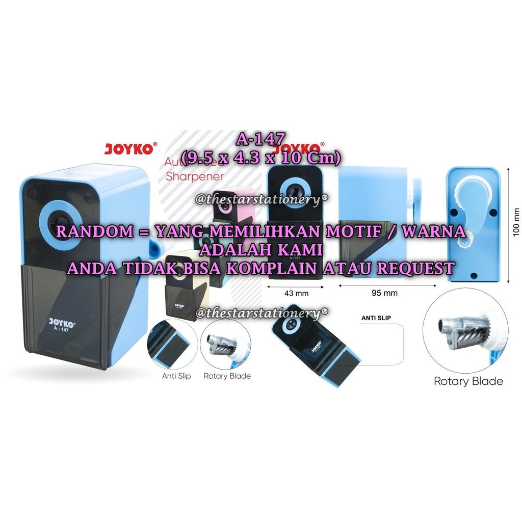 

(1 Biji) GROSIR Rautan Meja Putar JOYKO A-147 Sharpener Rautan Serutan Putar Joyko A-147 (1 Biji)