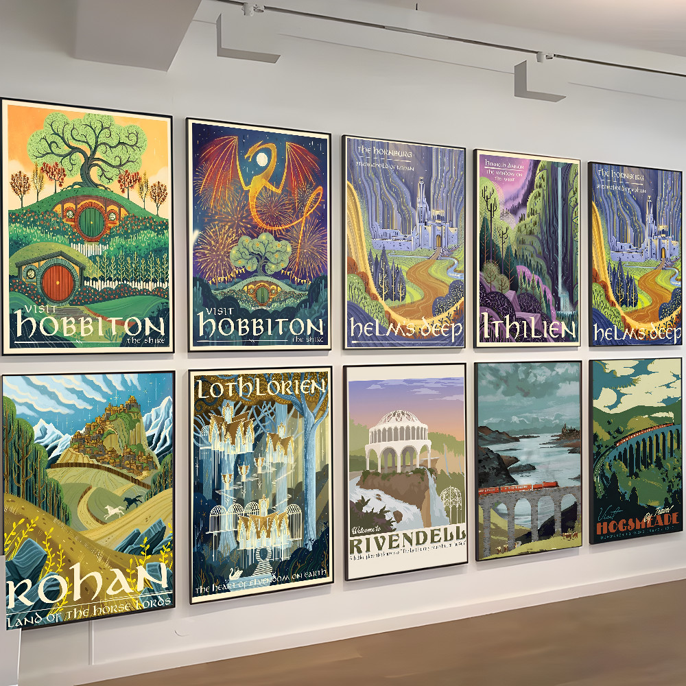 

Tolkien Wall Art Vintage Landscape Classic Movie Posters Vintage Room Bar Cafe Decor Nordic Home Decor