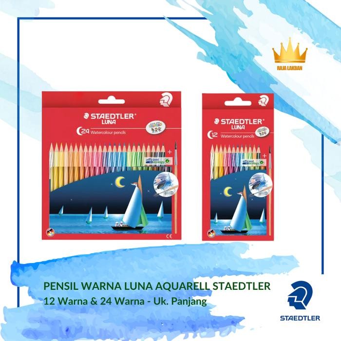 

TERLARIS! Pensil Warna Luna Aquarell Staedtler 24 Warna dan12 Warna/ Ukuran Panjang - Set - 12 Warna