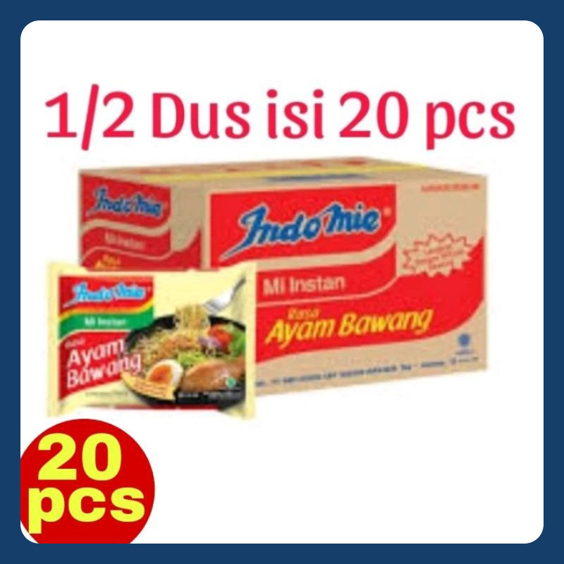 

Mie instan Indomie Ayam Bawang 69 gr 1/2 Dus isi 20 Pcs