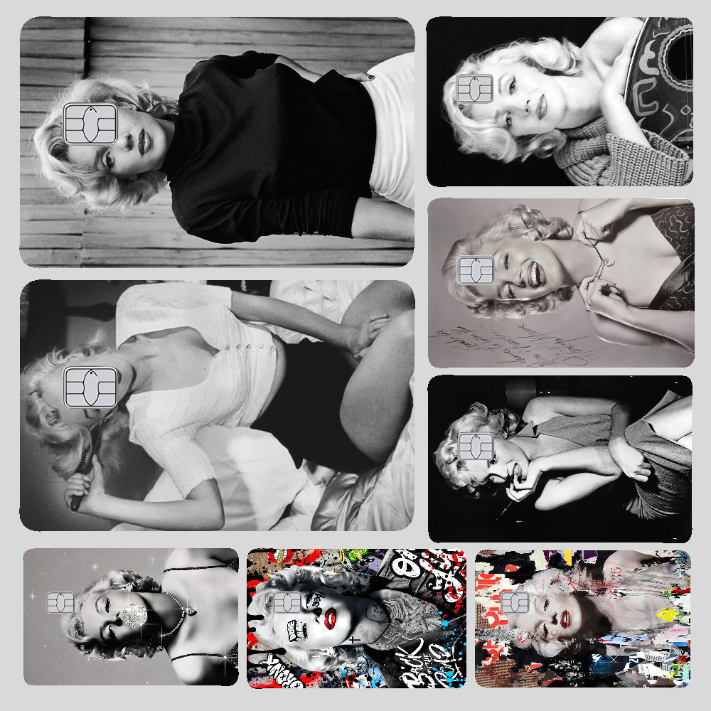 

Vintage Marilyn Monroe Cartoon Stickers 4pcs PVC Credit Card Skin Stickers Removable Self-adhesive Protective Film