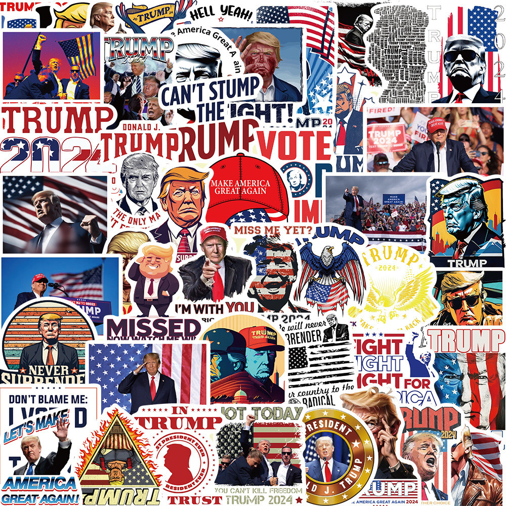 

10/30/50pcs Funny 2024 Donald Trump Graffiti Stickers Cartoon Decals Laptop Motorcycle Luggage Scrapbooking Waterproof Sticker