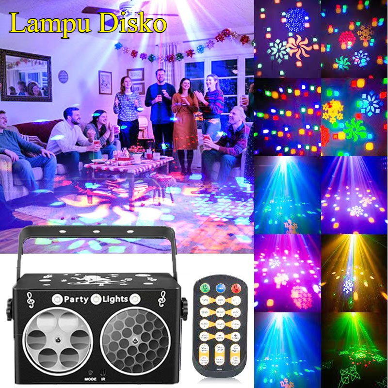 Disco Laser DJ Remote Control Lighting Lampu Panggung Lampu Disco Laser Ikut Musik Suara RGB