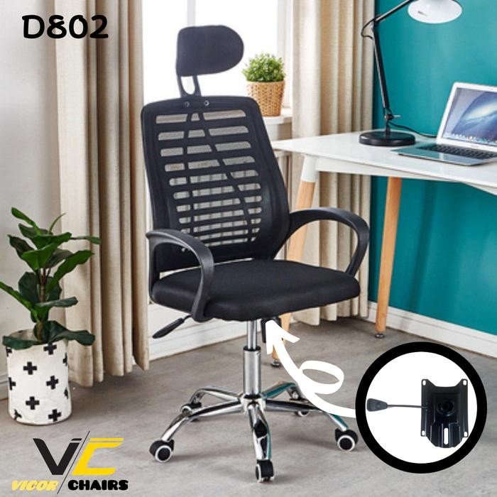 Kursi kantor,kursi kantor jaring termurah - D802 HITAM, Polos