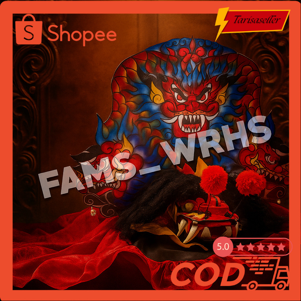 TS_S  Barongan Devil Premium Barongan Caplokan Kayu Mainan Tradisional Anak Motif Naga Sisp Kirim